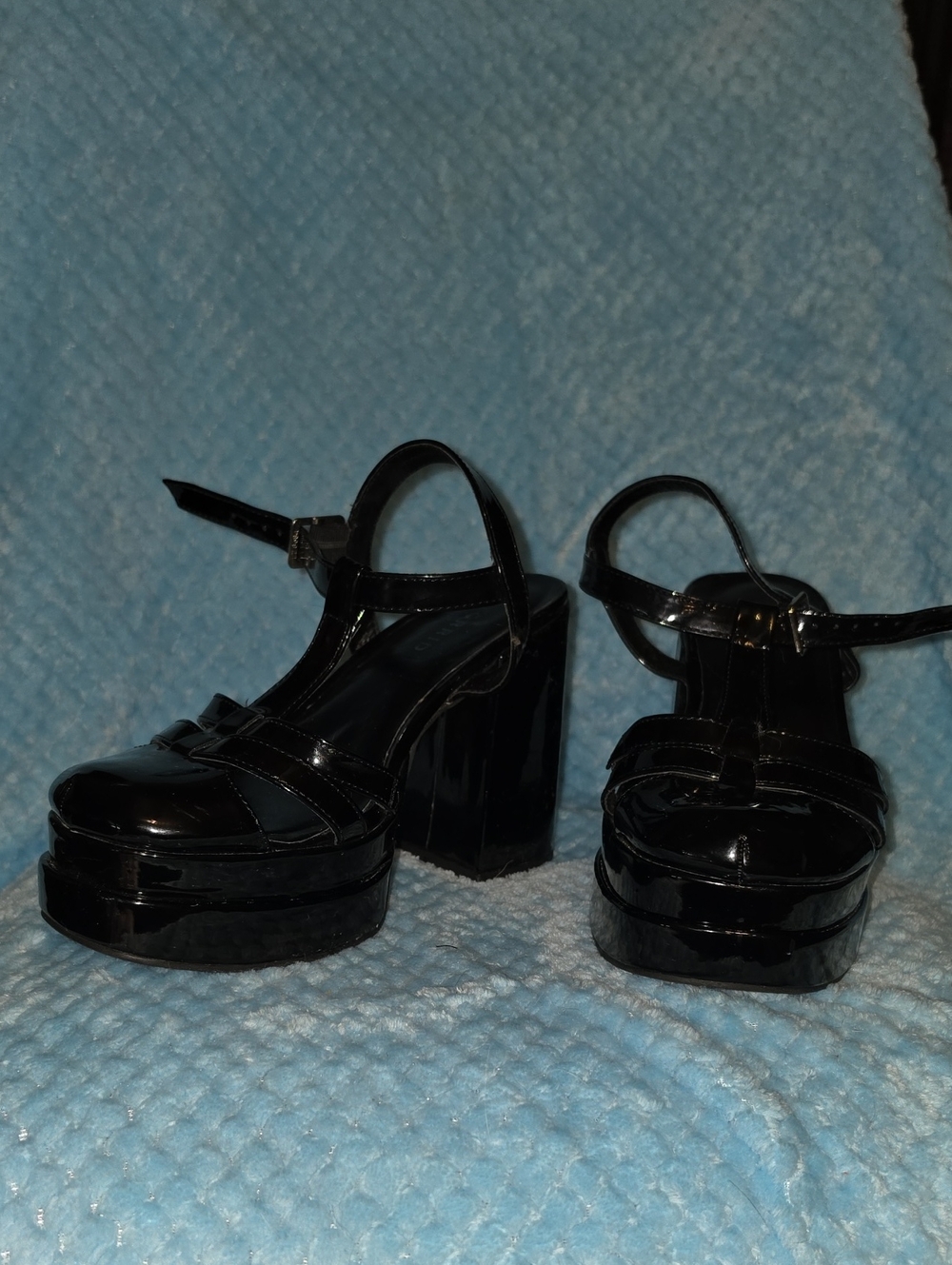torrid Black Patent Platform Block Heel Sandals